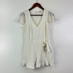 Parker V-Neck Ruffle Sleeve Romper White Size 4‎